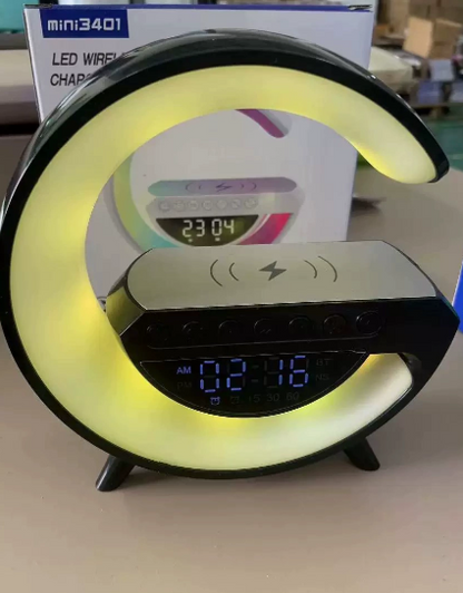 Smart G Lamp Night Light Bluetooth Speaker Wireless Charger LED RGB Alarm Clock